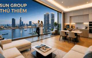 Căn hộ hạng sang tại Sun Group Thủ Thiêm sở hữu tầm nhìn panorama đẳng cấp bao trọn dòng sông Sài Gòn thơ mộng cùng trung tâm quận một, mang lại không gian sống thượng lưu độc bản đầy kiêu hãnh.