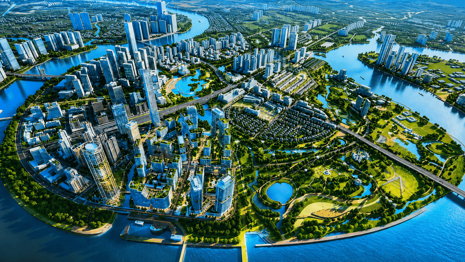 Tầm nhìn panorama đắt giá hướng thẳng ra sông Sài Gòn và trung tâm Quận 1 rực rỡ từ ban công căn hộ cao cấp Sun Group Thủ Thiêm. Mặt bằng tổng thể dự án Sun Thủ Thiêm được phát triển bởi chủ đầu tư Sun Group.